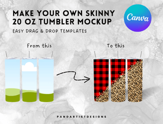 20oz Skinny Tumbler Mockup Canva Frame template