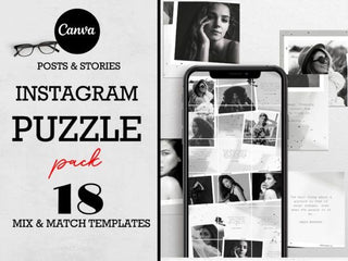 B&W Canva Instagram Puzzle Grid template