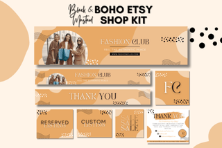 Black and Mustard Boho Etsy Shop template