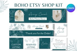 Boho Etsy Shop Templates Kit template