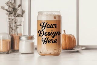 Fall Libbey 16oz Can Glass Canva Mockup template