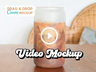 Frosted Can Glass VIDEO Canva Mockup template