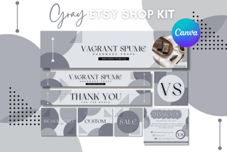 Gray Etsy Shop Kit template