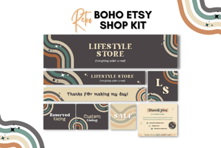 Retro Theme Etsy Shop Templates Kit template