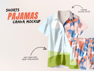 Shorts Sleeve Pajamas Canva Mockup template