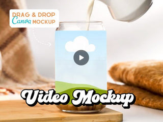 Video Can Glass Canva Mockup template