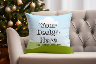 Christmas Square Pillow Mockup Canva template