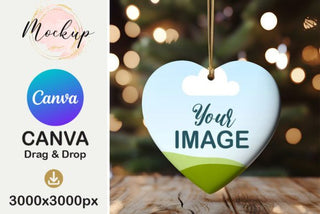 Heart Christmas Ornament Mockup Canva template