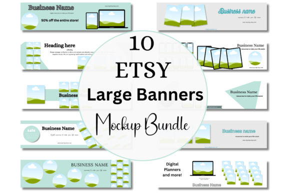 10 Large Etsy Banner Mockup Templates